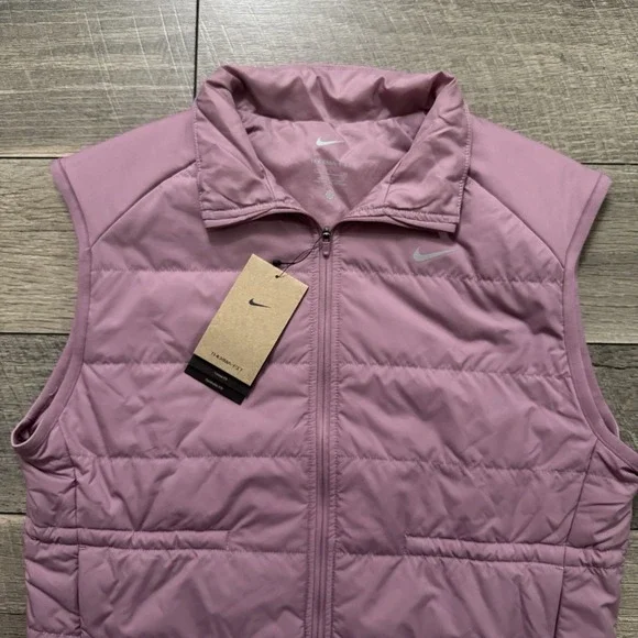 NWT Nike Women's Pink Puffer Therma Running Vest FB7537-523 Sz S Loose Fit $120 - Picture 2 of 12
